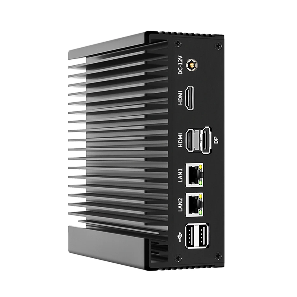 12th Gen Intel N100 Fanless Mini PC 2xi226-V 2.5G 2*COM NVMe 1*DP Efficient Cooling Solid Firewall Server Industrial Computer 6