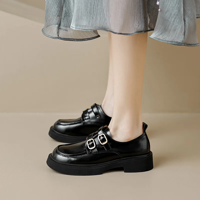Black Platform Shoes Women's Loafers Pumps Women's Soft Leather Footwear Designer Heels Woman Sneakers Party Shoes Ladies