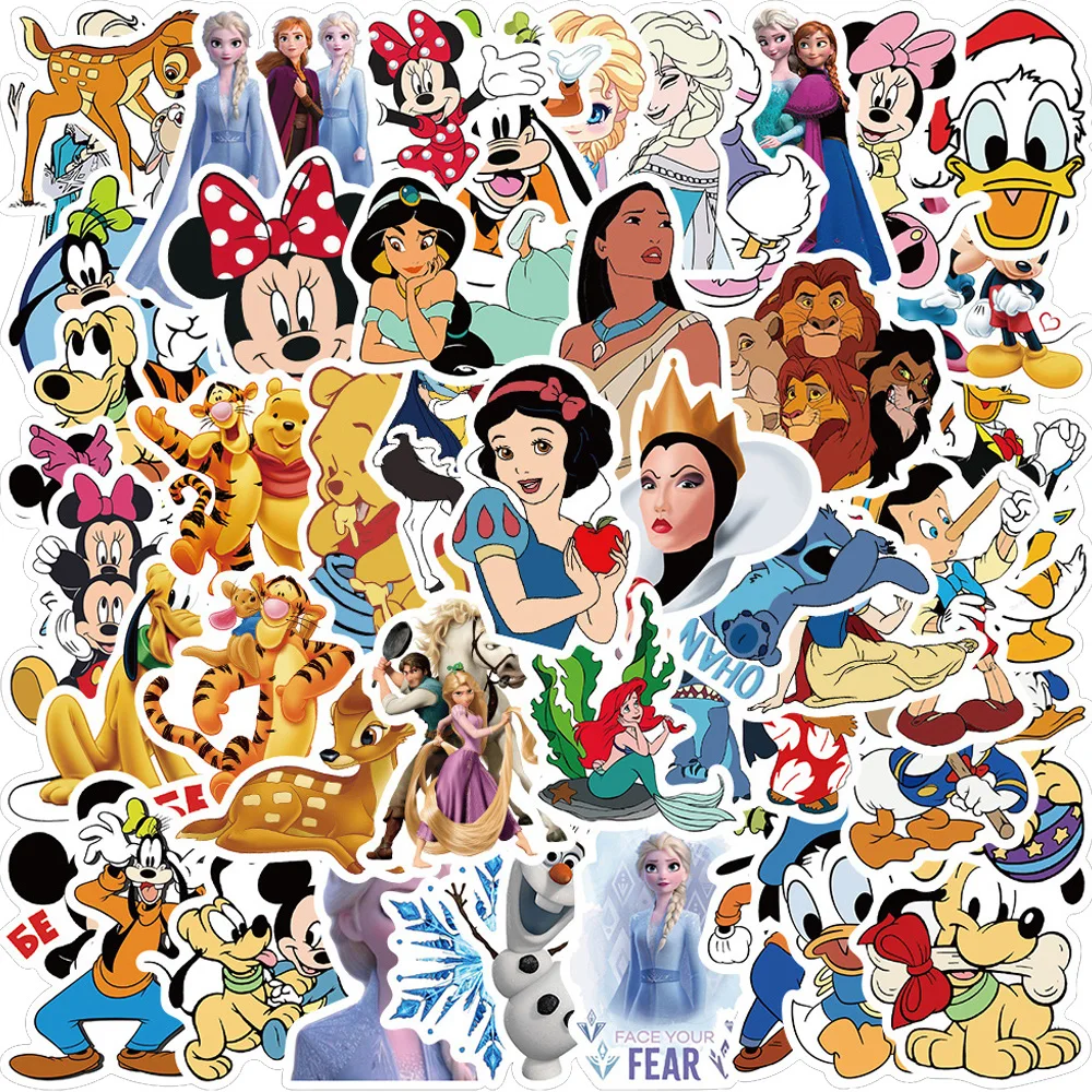 

10/30/50pcs Disney Cute Mix Cartoon Princess Stitch Anime Stickers Decals Kid Toy Laptop Scrapbook Car Phone Waterproof Sticker