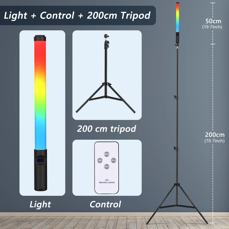 RGB Light Stick Wand With Remote Control Tripod Handheld LED Colorful Lamp With Built-in Rechargable Battery Photography Selfie peak design strap Camera & Photo Accessories