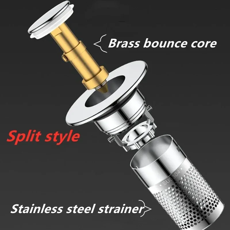 Washbasin Leak Plug Floor Drain Filter Bathroom Sink Plug Drain Seal Plug Sink Drain Strainer Floor Drain Strainer Basin Drain Cover Bathroom Water Stopper Washbasin Leak Plug Stainless Steel Floor Drain Filter Bathroom Plug Press Type Sink Drain Universal Accessory for Washbasin