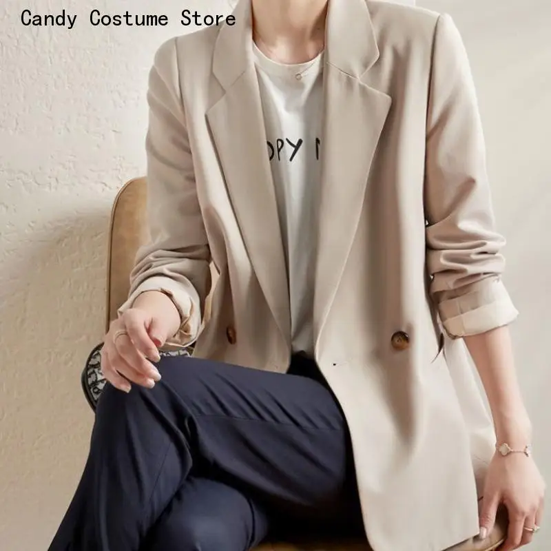 Casual Korean Style Office Ladies Soft All-Match Double Breasted Blazers Women Pautumn Clothing Streetwear Dailyockets