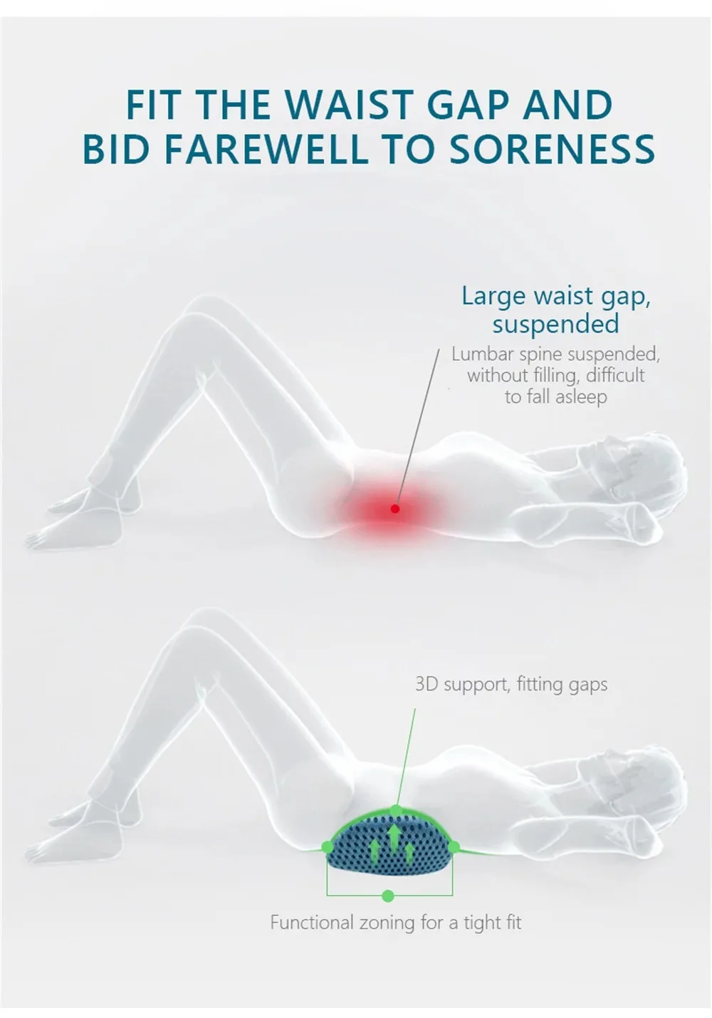 Memory Foam Lumbar Pillow - Ergonomic Car Seat Cushion for Posture Support Comfort