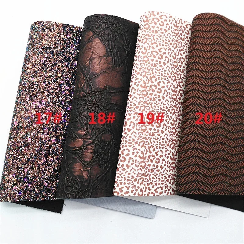 Glitter Leather Sheets Floral Snake Embossed Synthetic Leather Glitter Suede For Bows DIY 21x29CM Y318