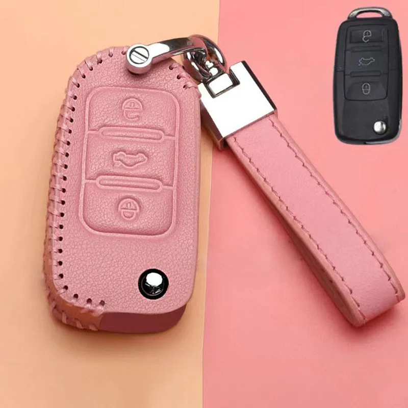 

Leather PU Car Key Case Key Full Cover Shell For VW Volkswagen Polo Tiguan Passat B5 B6 Golf Bora Jetta Lavida Skoda Octavia A5