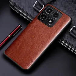 Luxury Leather Case - Premium Solid Color Soft & Hard Phone Cover - Xiaomi 14T Pro (Brown)