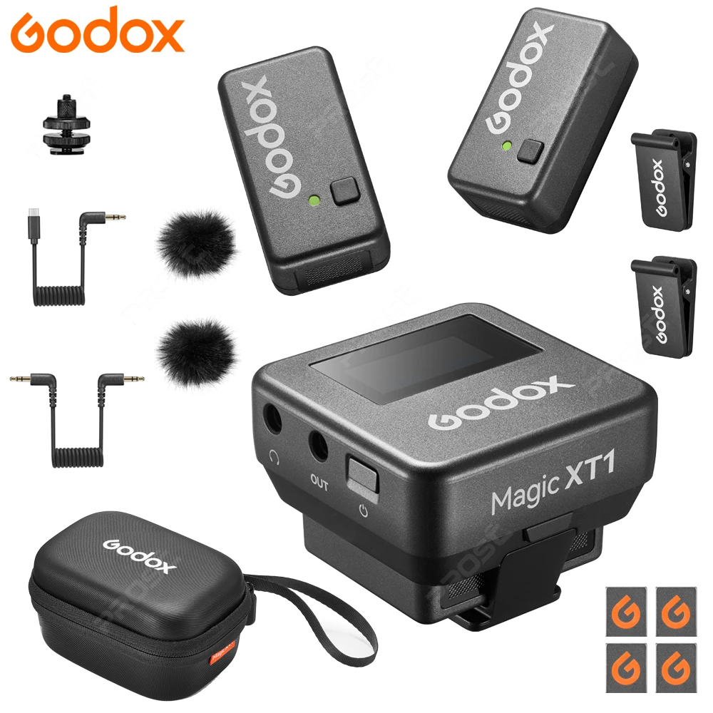 GODOX 매직 XT1 무선 마이크 시스템, 최대 200M LOS 레인지 프로 오디오 트리트먼트, UAC 지지대 디지털 오디오 녹음, 2.4GHz