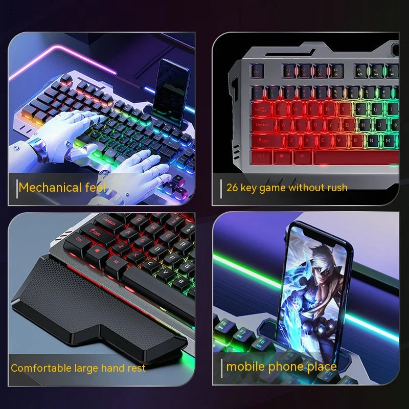 

Mechanical Tea Axis Touch Keyboard Mouse Earphone Set Laptop Cable Keyboard Mouse Esports Game