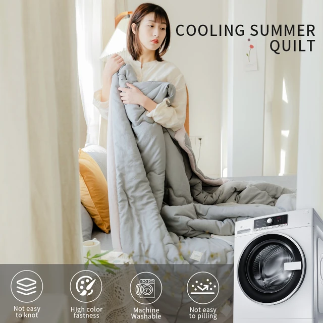 2025 nouveau japonais polyester coton matelassé été couette respectueux de la peau lavable léger style de luxe couleur unie léger 3