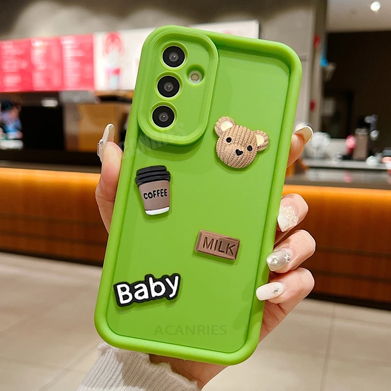 A 54 34 14 35 Cute Cartoon 3D Bear Silicone Case For Samsung Galaxy A54 A34 A14 A24 A15 A25 A35 A55 5g A05 A04s Shockproof Cover