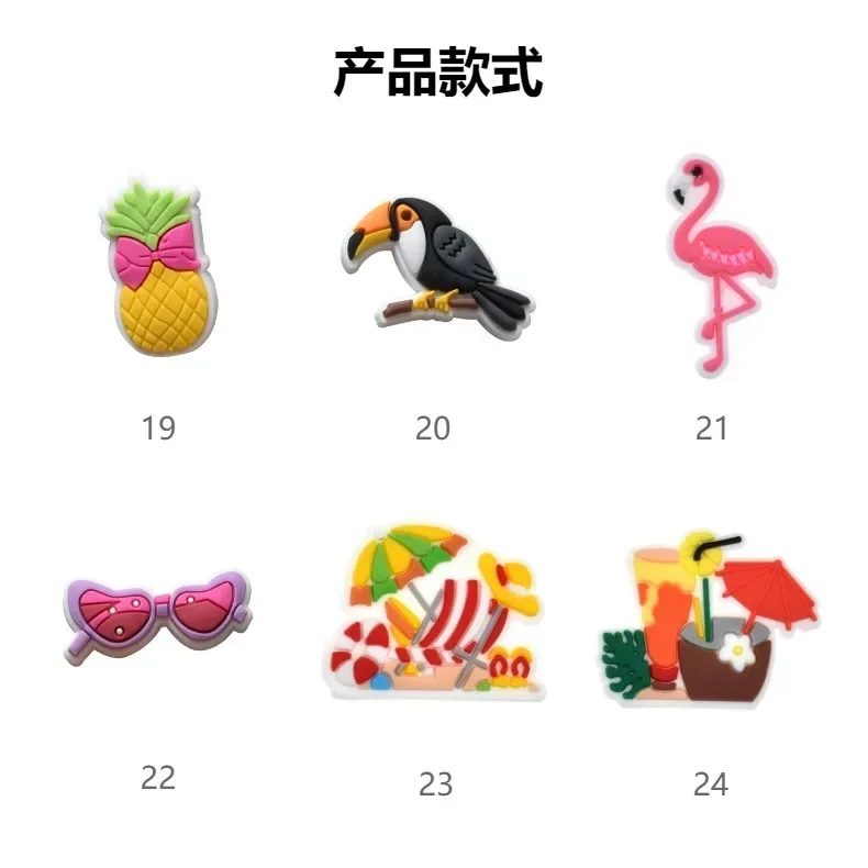 2 Stück / Menge PVC Sommer Kokosnussbaum Berufung Avocado Vogel Muschel Schuhschnallen Charms Dekoration für Clog Sandalen Zubehör Geschenk – Detail 5