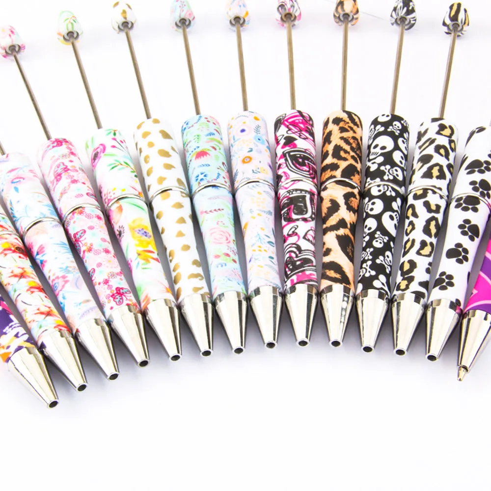 Kovict Printed Plastic Bead Pens 20~100Pcs Leopard Ballpoint Black Ink DIY Personalized Office Writing Supplie Stationery