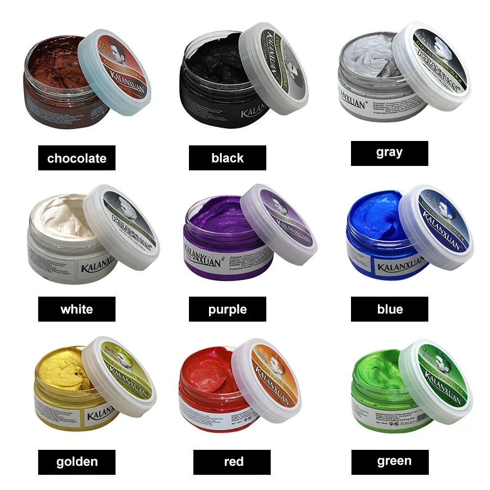 Hair coloring dye 9 Color Fashion Temporary Color Dye Mud Salon Hair Wax Cream Styling Modeling Pomade Sliver Grandma Green Hair Dye