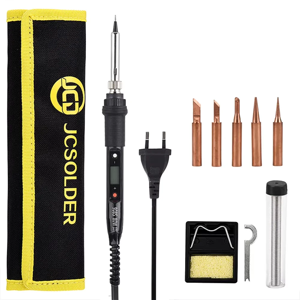 Soldering Iron JCD for Plastic Shell Rapid Heating Digital display Adjustable Temperature Lead-free Repair Tools Solder Pen Kit