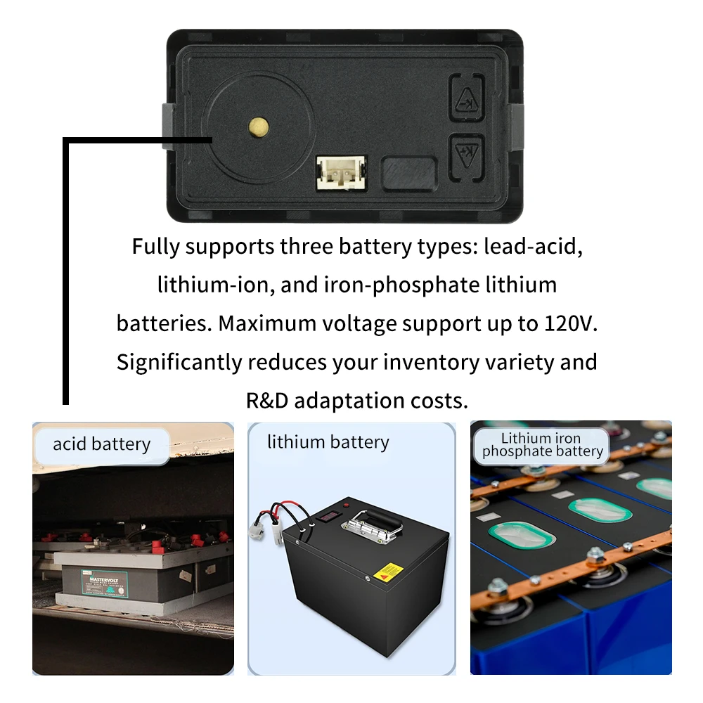 Testeur de batterie LCD 8-120V avec alarme pour voiture électrique