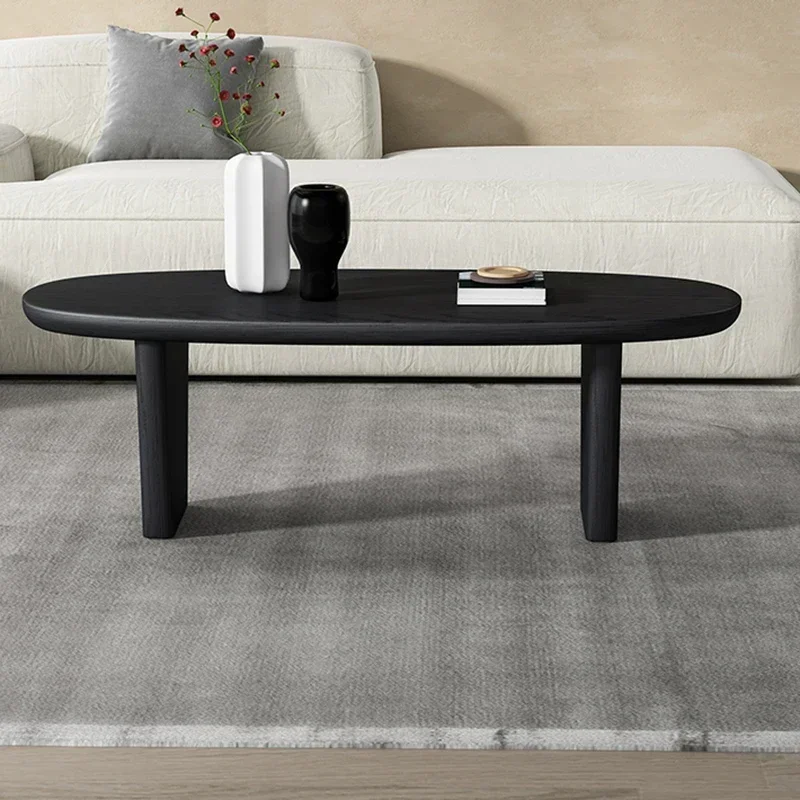 Nordic Solid Wood Black Caf&eacute; Tables for Caf&eacute; Furniture Coffee Tables Upscale Creative Oval Minimalist Living Room Coffee