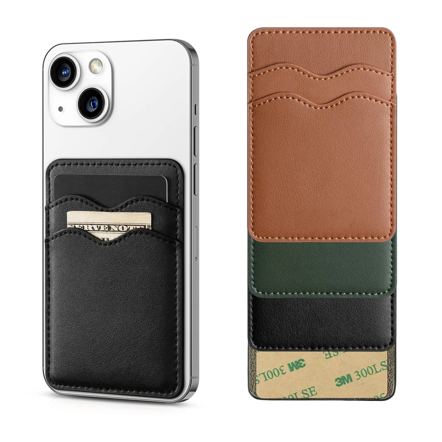 AdhesiveStickerCardHolderPocketForMobilePhoneUniversalLeather