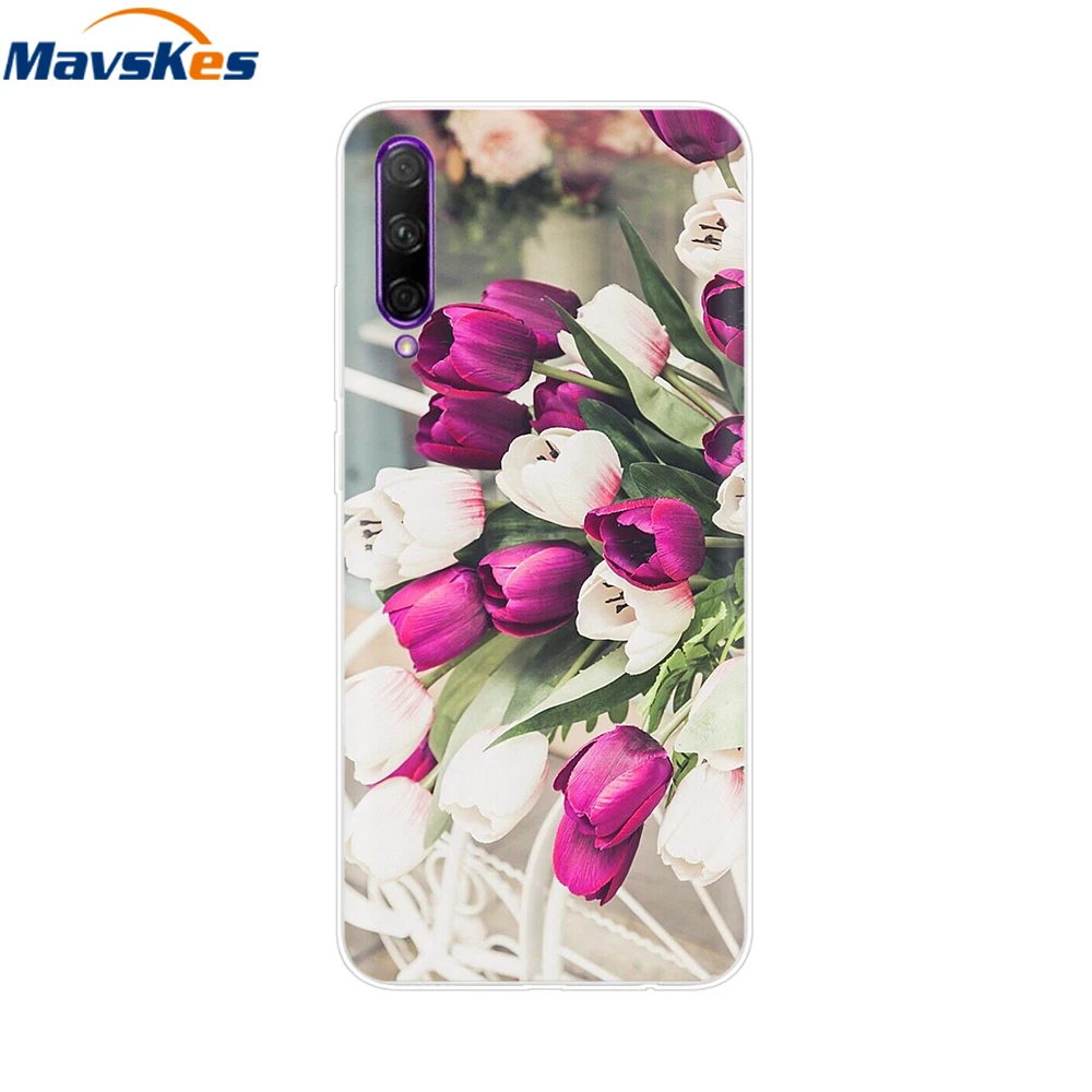 Elegant Floral Design Soft Clear Silicone Phone Case with TPU Bumper