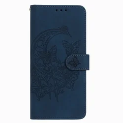Moon Butterfly Design Phone Wallet Cover - Galaxy A21S (Dark Blue PM)