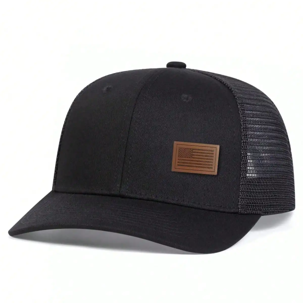 Unisex-Baseballkappen mit amerikanischer Flagge und Lederetikett, für Frühling und Sommer, Sonnenschutz, verstellbare Freizeit-Trucker-Hüte – Detail 2