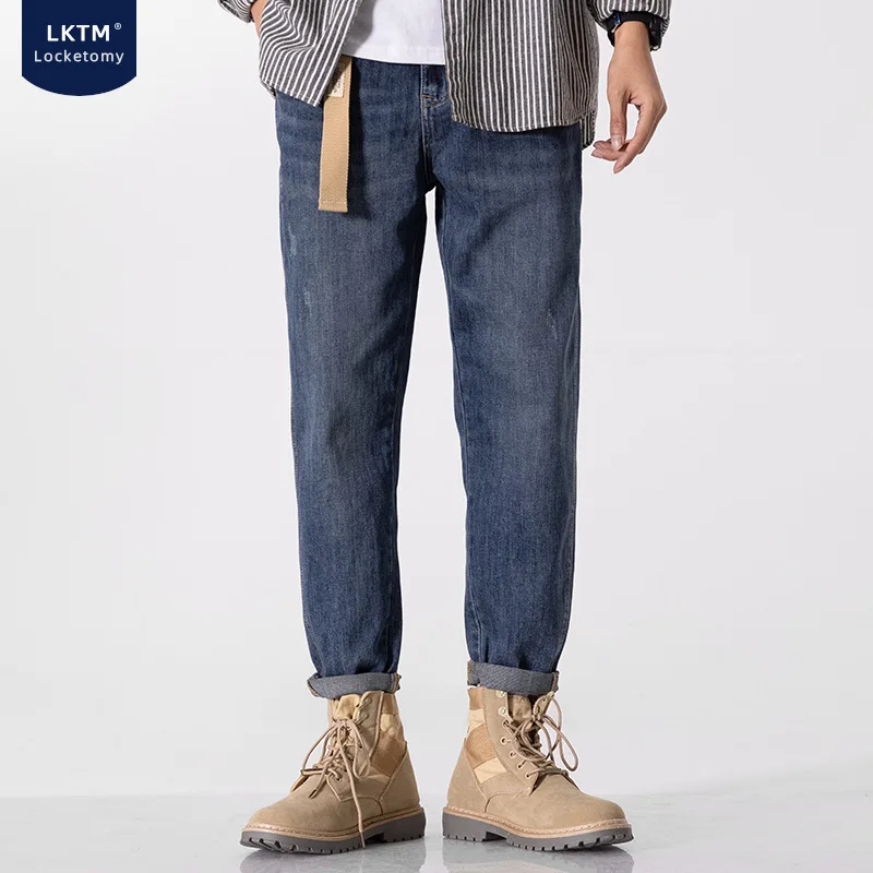 

Men's Jeans Spring and Summer New Elastic Loose Casual Small Straight Tube Versatile Harlan Pants