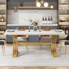 63-Inch Rectangular Dining Table for 4 to 6, Kitchen Tables for Dining Room, Modern Dinner Table with Faux Marble Table Top 1