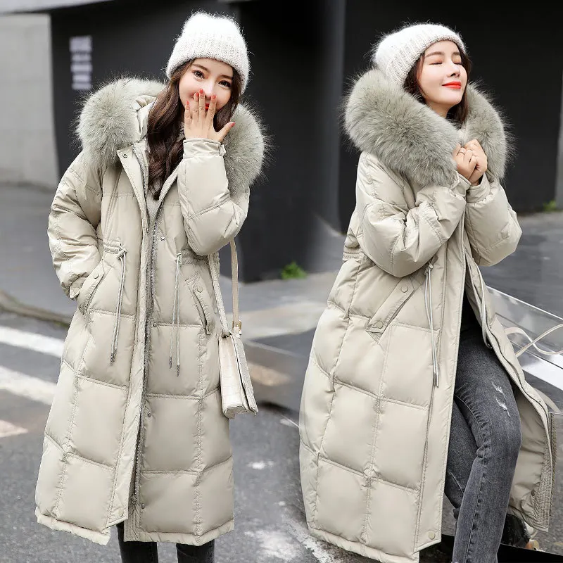Fur Down Knee Length Coat AUDREY L Knee-Length Down Puffer Jacket