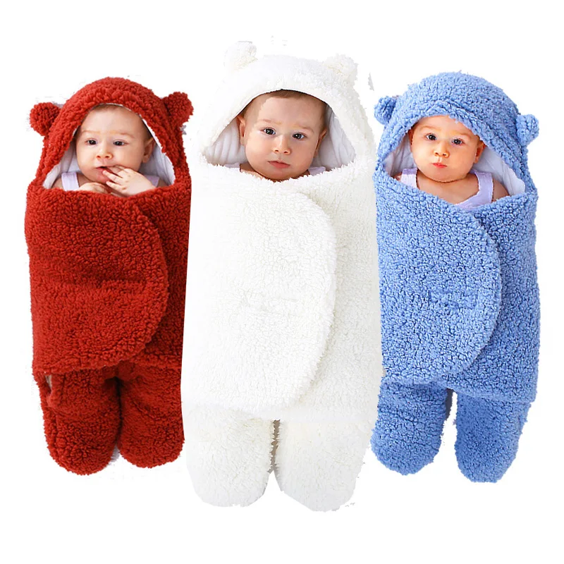 용 부드러운 면 겉싸개, 용 담요, 봉투형, 누에 고치형, 두꺼운 침낭, 0-9개월용