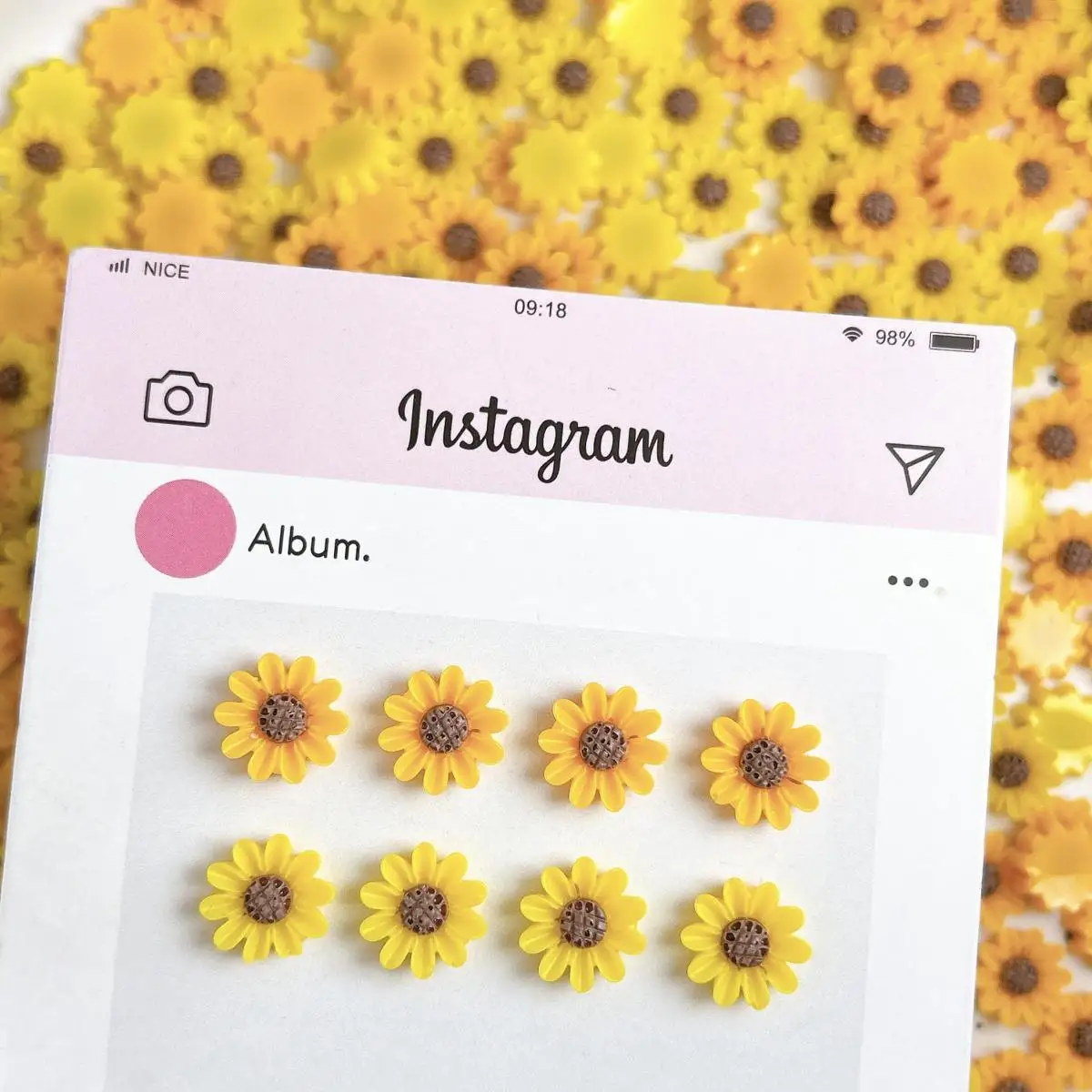 더블 색상 시뮬레이션 된 해바라기 네일 아트 장식 DIY 손톱 디자인에 대 한 3D 크리 에이 티브 작은 신선한 해바라기 수 지 네일 매력