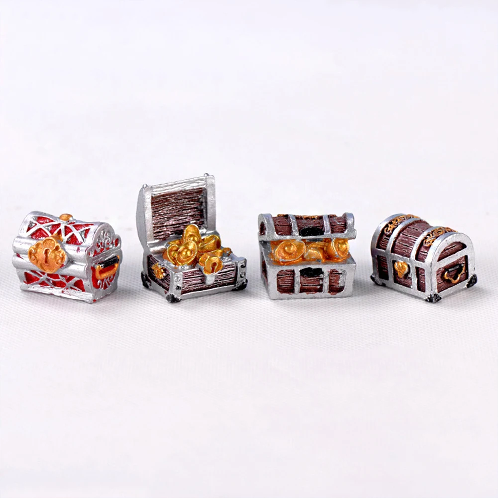 Treasure Chest Box Antique Creative Fish Tank Aquarium Decoration Landscape Gold Color Coins Ornaments Resin Crafts Home Garden fish tank ornaments mini landscape ornaments fish tank decorations aquarium ornaments