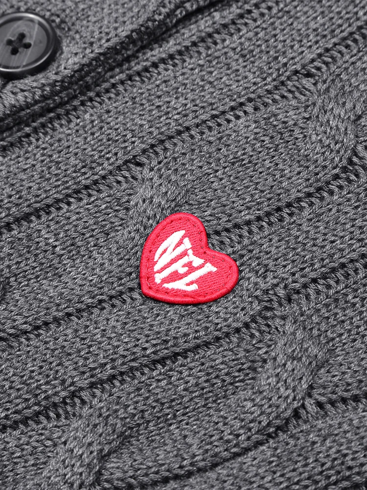 슈퍼볼 니트 스웨터 여성용 브이넥 가디건 자수 따뜻한 아우터웨어 연한 베이지 가을 겨울 캐주얼 패션