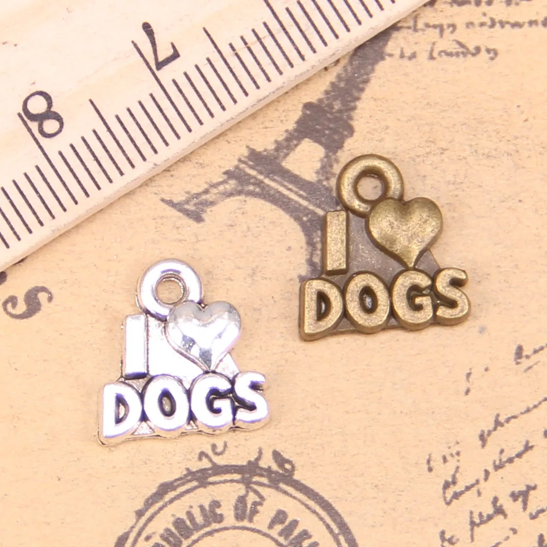 

106 шт. Ювелирные изделия Подвески I love dogs 13x12 мм антикварные посеребренные Подвески Сделай Сам