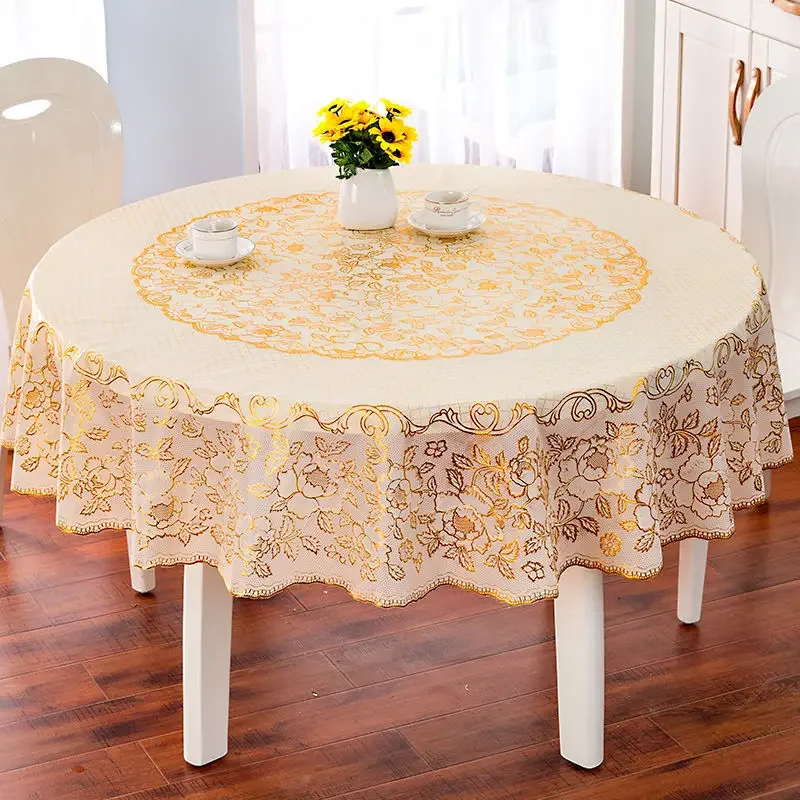 

Waterproof, anti scald, anti oil, and non washing plastic large circular dining table cloth, thickened household PVC tablecloth