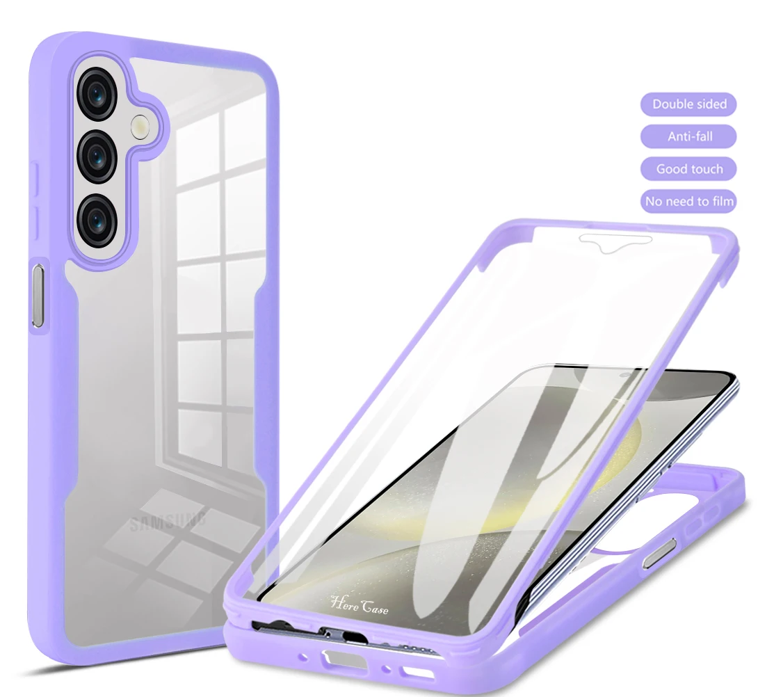 Shockproof Clear Case with 360-Degree Screen Protection and Dual-Sided Cover