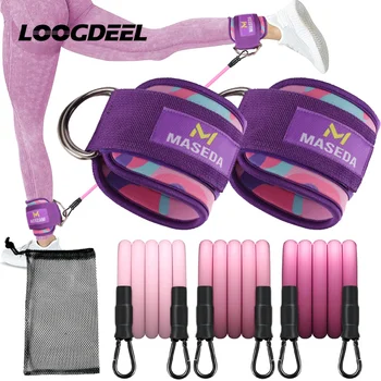 LOOGDEEL D-Ring Support Ankle Cuffs Resistance Bands Ankle Straps Fitness Yoga Leg Strength Safety Extensions Gym Guard Unisex