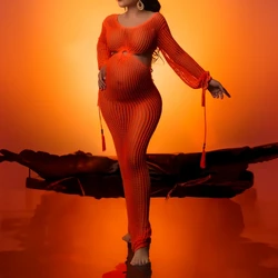 Hollow Out Maternity Photography Dress Full Sleeve Photo Shoot Dress Sexy Pregnancy Long Dress Summer Bikini Cover Dress