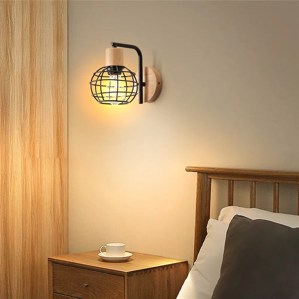 industrial wall sconce cage shade e27