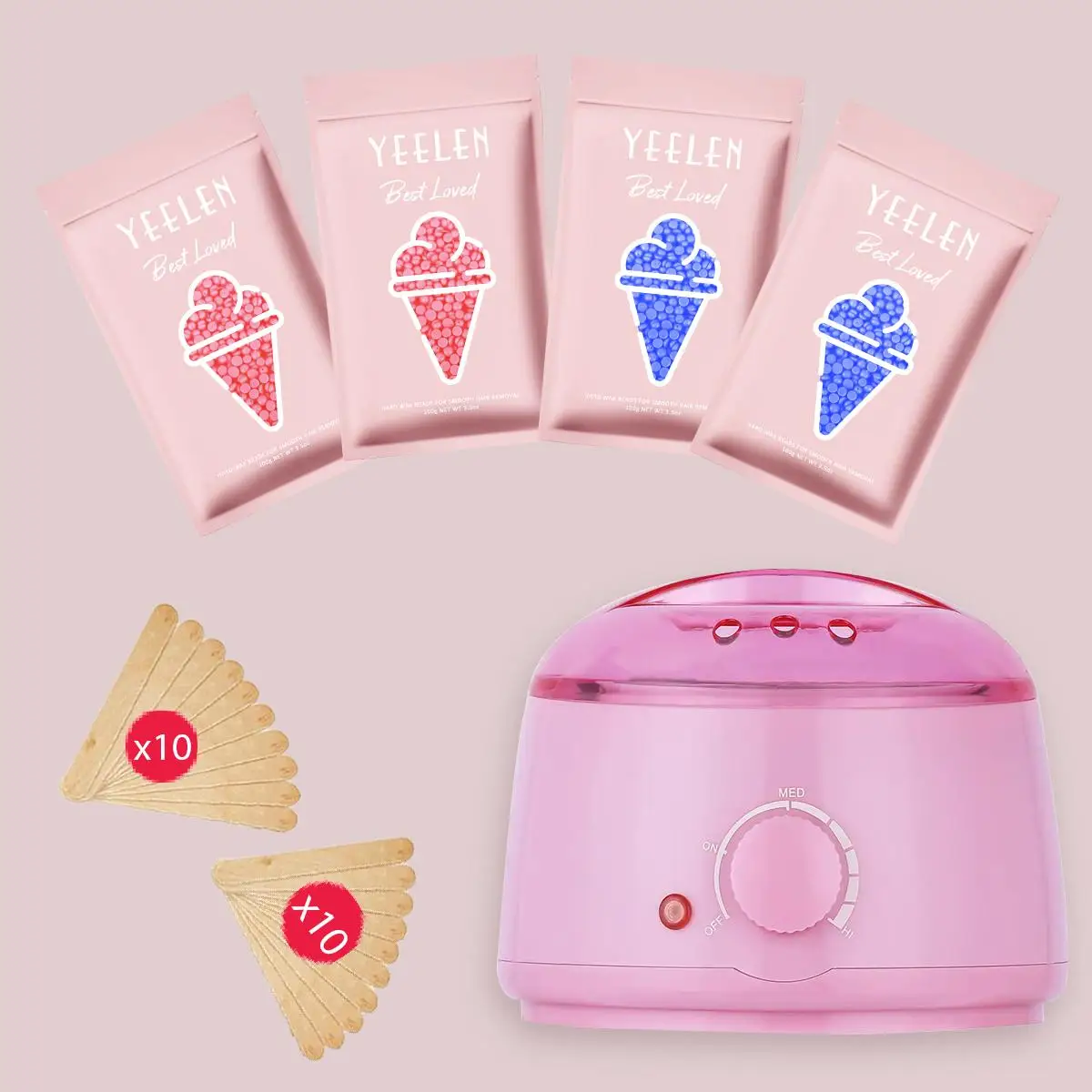 Hair Removal Kit Wax Melter with US Plug for Full Body Legs Face Eyebrow Bikini Hair Removal for Men and Women