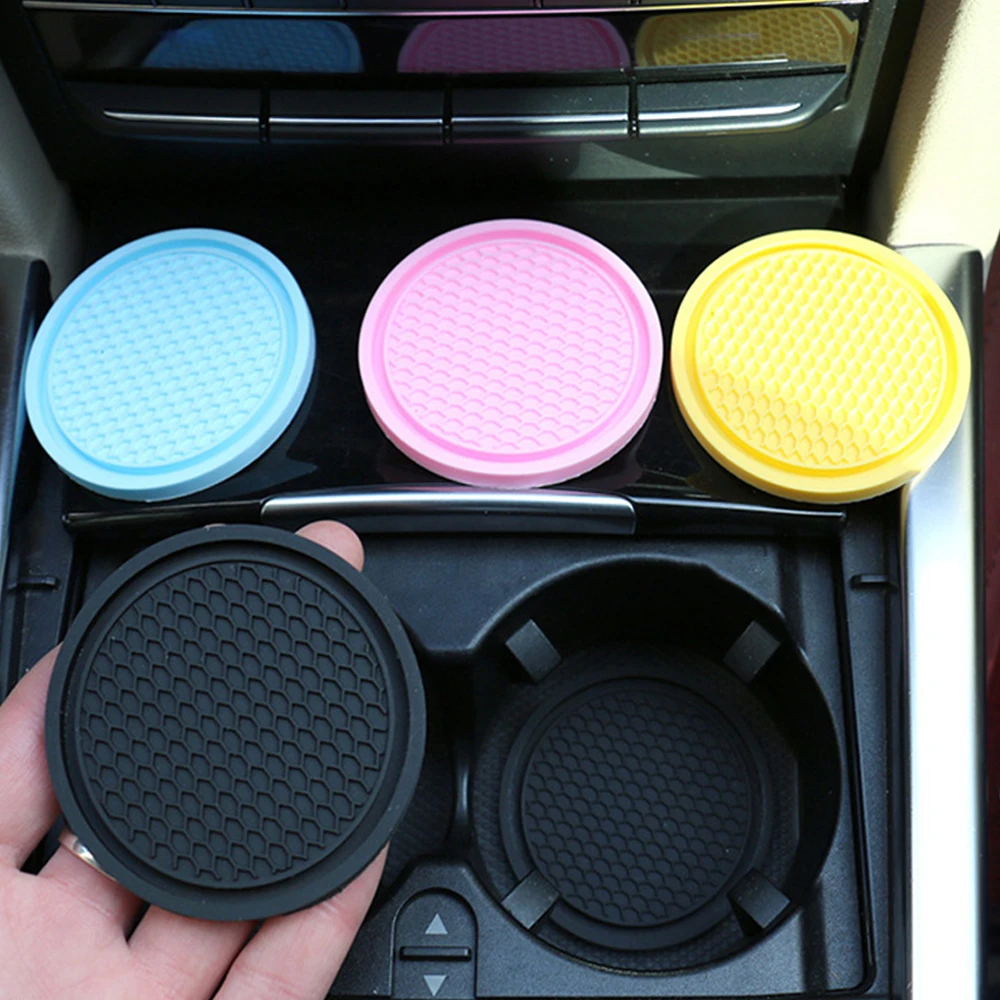 Car Water Cup Pad Holders Non-slip Diamond Rhinestone Silicone Mat Bottle Holder Coaster Auto Interior Decoration Accessories