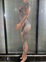 Sexy Luxury Fashion Long Sleeves Diamond Rompers Club Dance Stage Costumes Sexy Party Playsuits Women Rhinestones Jumpsuits - Image 6