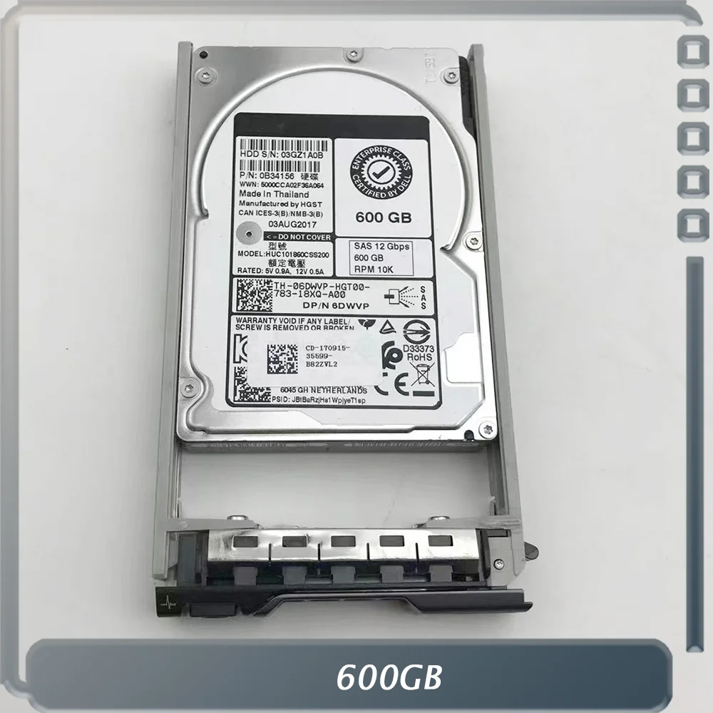 

Жесткий диск 600 ГБ для DELL R440 R640 SAS 12G 10K 2,5 дюймов 6dwvp 06DWVP