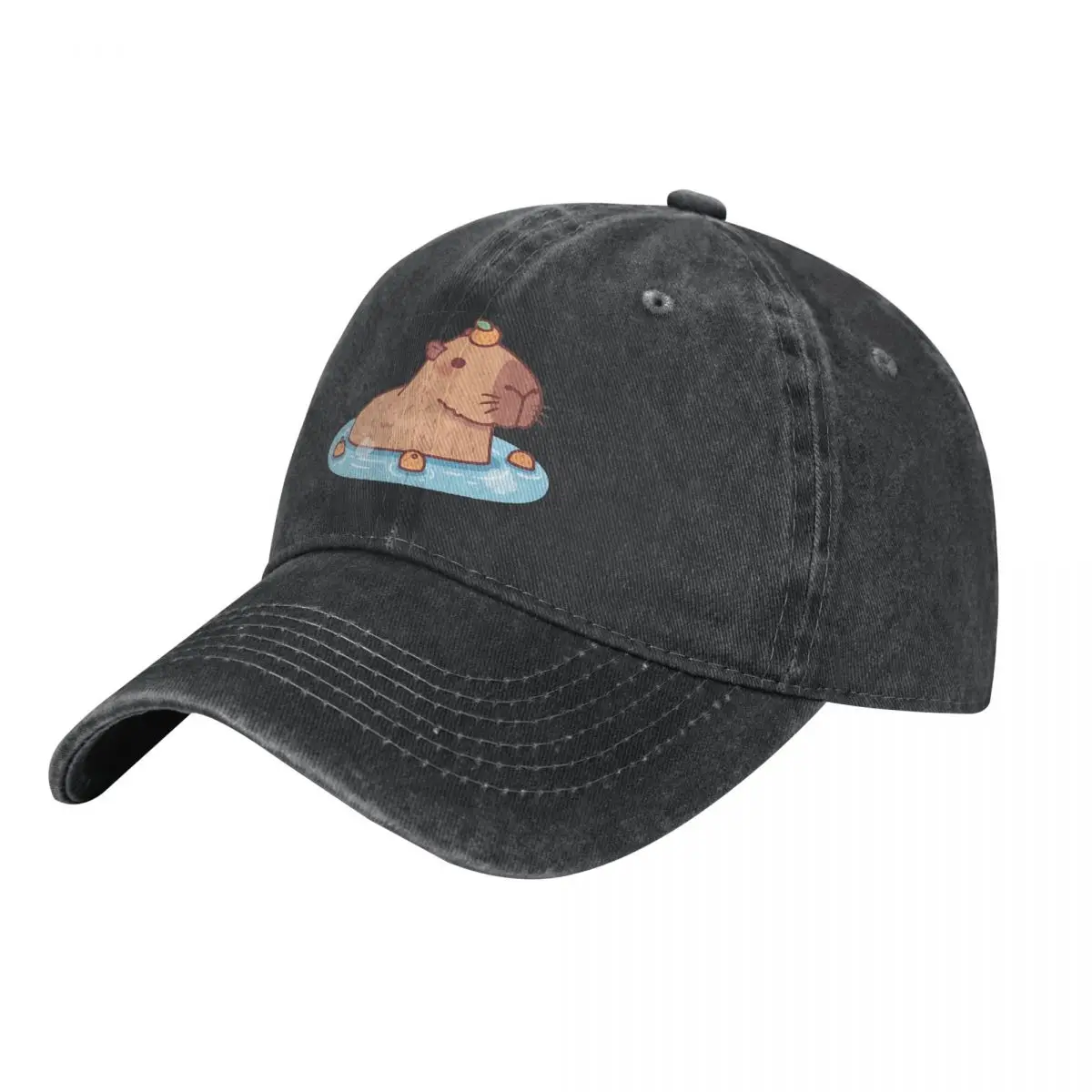 

Cute Capybara With Orange On Head Chilling In Hot Spring Baseball Cap Fashion Sun Hat Children Men Women Adjustable Hat