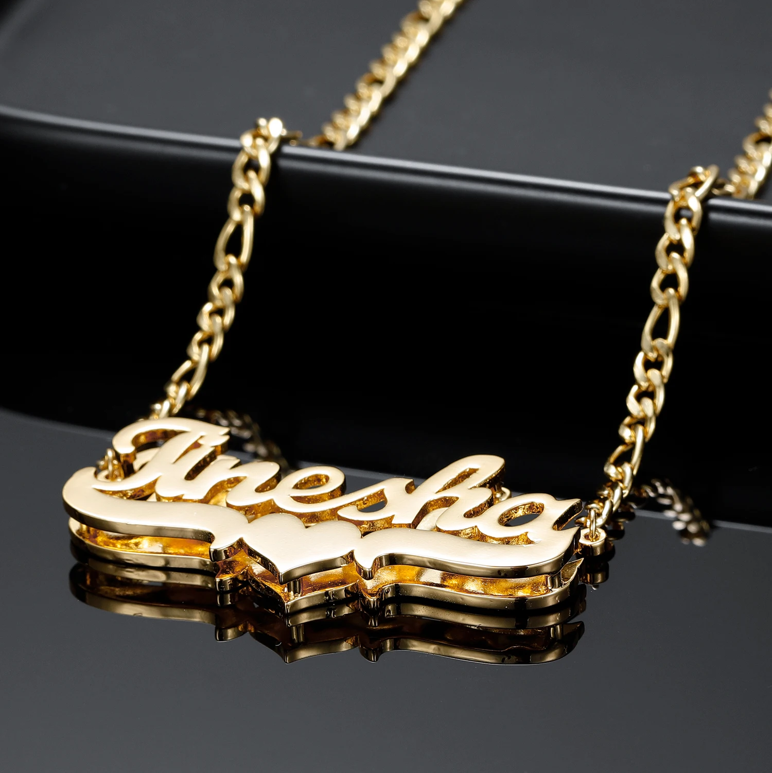 Customized Double Name Necklace Personalized Hip Hop Letter