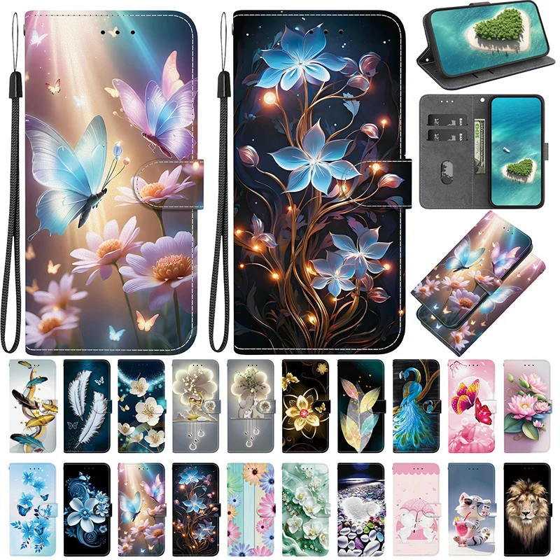 Stand Flip Painted Pattern Wallet Case