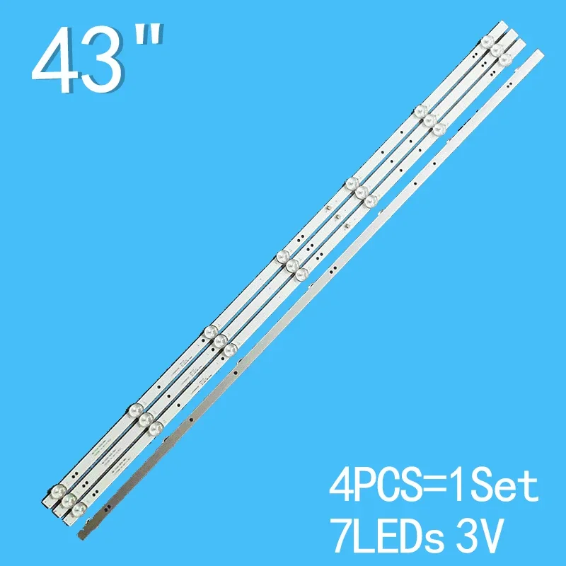 4pcs/Set 3V 810mm LED Backlight Strip for Akai AKTV4329M MS-T430 MS-T430-3030-08A MC-32A06X 32A/321 MS-L3452 V2 PT430CT02-1 3BCX 4pcs set smart tv led backlight bar strip ms l3452 v2 ms t430 3030 08a for 7leds 43inch tv lcd accessories repair replacement