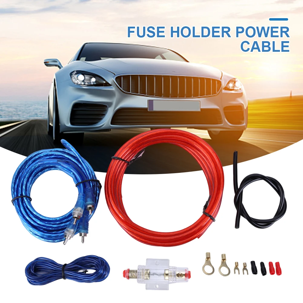 Audio Speaker Wiring Kit Car Amplifier Wiring Kit 1500/2000W Car Audio Speakers 8GA 60AMP Subwoofer AMP Wiring Fuse Holder Wire Cable Car Modification Parts