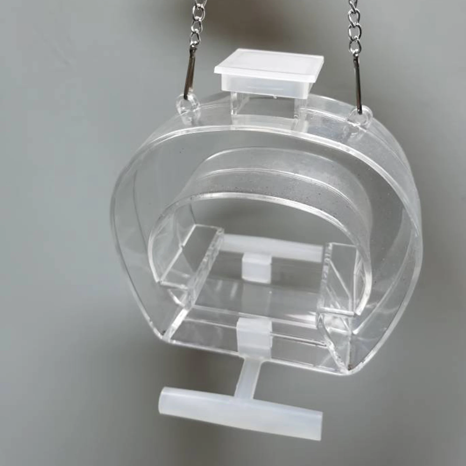 Acrylic Hanging Bird Feeder with Perch Clear with Hanging Chain Birdhouse Food Bowl Bird Feeding for Garden Outdoor Yard Balcony
