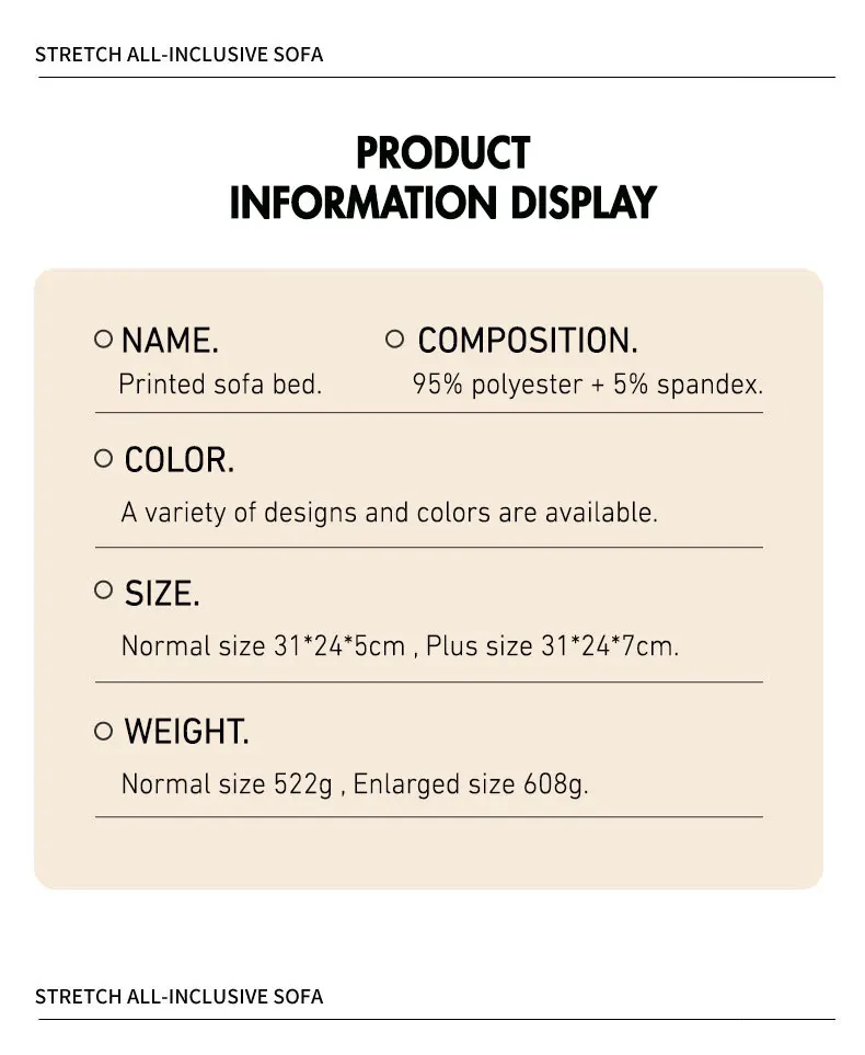 Description Picture 6 of itemLANMOLIFE Armless Futon Slipcovers Stretch Folding Sofa Bed Cover with Elastic Bottom, Printed Fitted Couch Cover