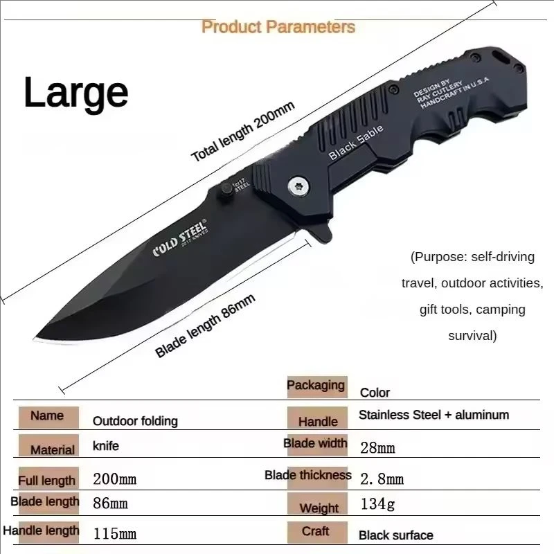Folding Knife Sharp Tactical Hunting Knife for Outdoor Camping S/L