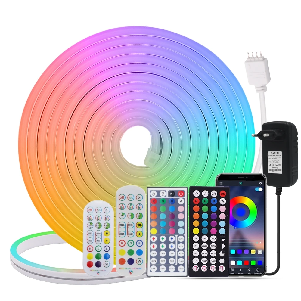 

12V RGB LED Strip Neon Light 6X12MM Tuya Smart Life WiFi Bluetooth Rope Sign Tape Lamp Alexa Google Home Remote Control Dimmable